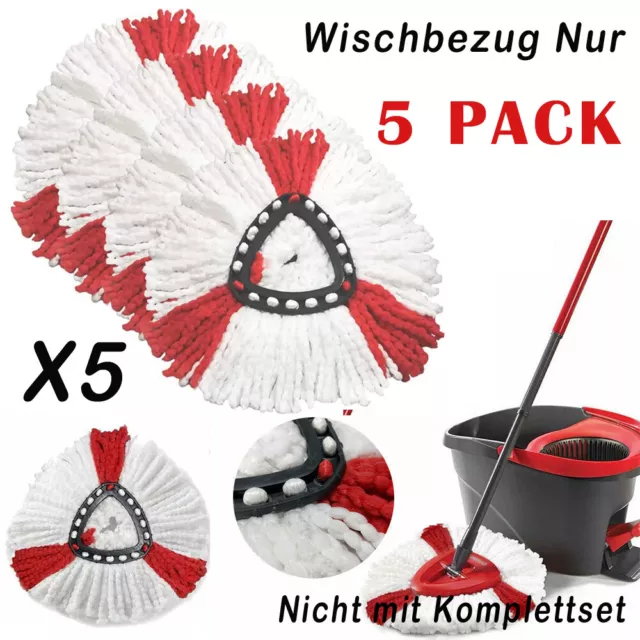 5x Ersatz Wischbezug für Vileda Turbo Wischmop Easy Wring Clean Moppkopf Mop Neu