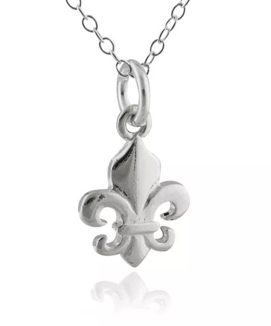 Tiny Fleur-de-lis Necklace - 925 Sterling Silver - Fleur De Lis Symbol Charm NEW 2