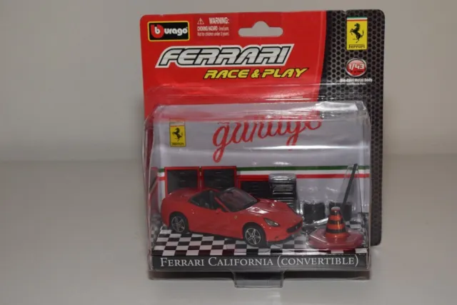 V 1:43 Bburago Burago Race&Play Garage Ferrari California Red Diorama Mib