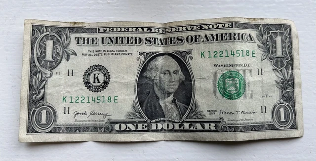 Stuck Digit Gas Pump One Dollar Bill Series 2017 Misprint Error Raised Number 8