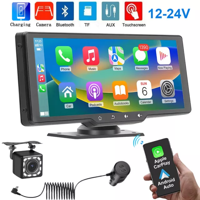 10.26" 2K Car Portable Wireless Apple CarPlay Android Auto FM Touch Screen Radio