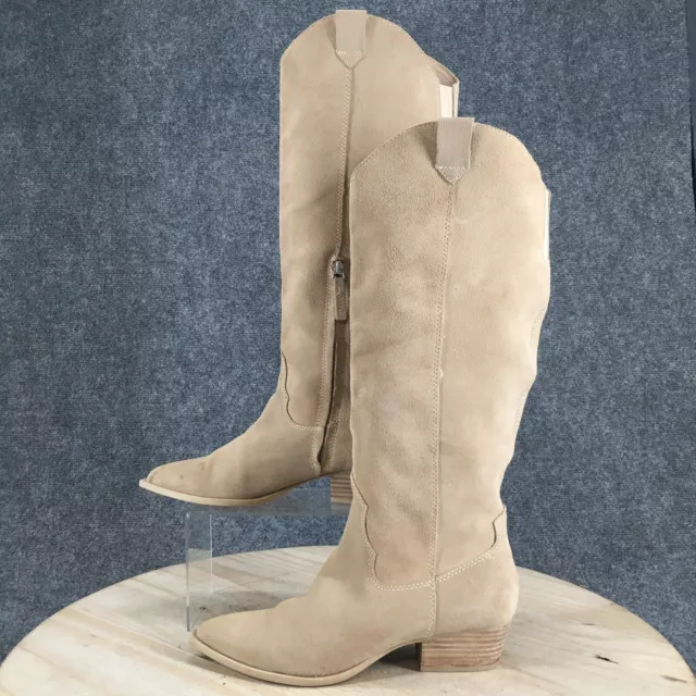 Dolce Vita Boots Womens 9 Knee High Tall Riding Heels Casual Beige Half Zipper 2