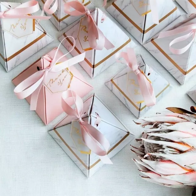 Triangular Pirámide Mármol Caja de Caramelos Boda Regalos Y Chocolate