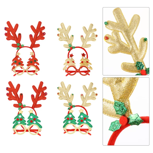 4 Sets Weihnachten Geweih Stirnband Weihnachten Brille Rahmen Stirnbänder