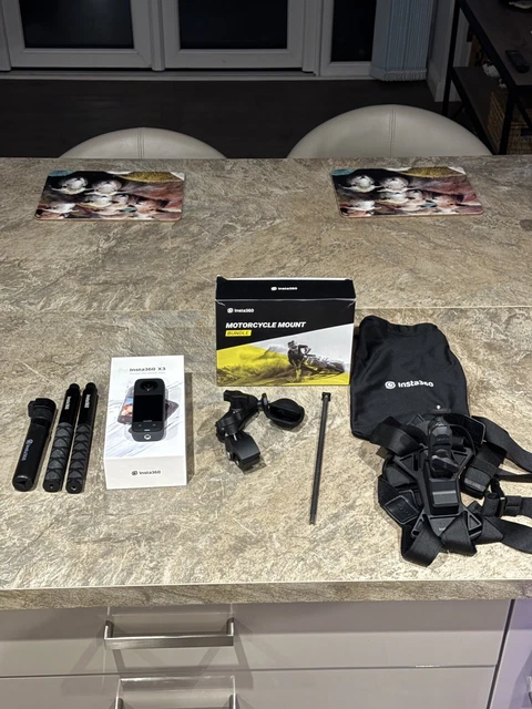 Insta360 X3 Action Camera with Motorcycle & Backpack Mount + BulletTime Handle
