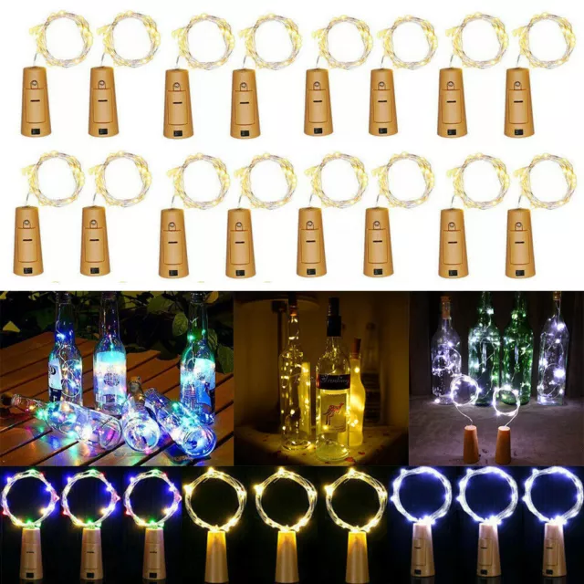 Korken 20LED Lichterkette Flaschenlicht Flaschenbeleuchtung Batterie Flasche