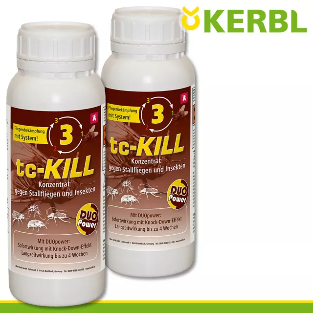 Kerbl 2x 500ml Tc-Kill Stallfliegenkonzentrat Protection Combat Cochons Vaches