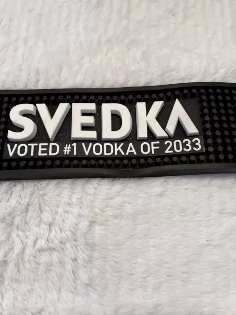 Svedka Vodka Voted #1 in 2033 Rubber Bar Drip Mat Rail Runner 21x3.5 Black White 2