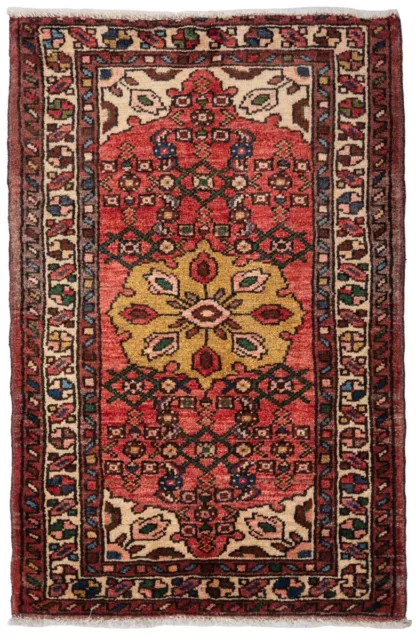 Genuine Handmade Rug Traditional Hand-Knotted Small Oriental Rug 90 x 60 cm