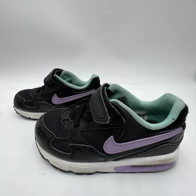 Nike Air Max Sneaker Shoes Kids Toddler Size 10C Black , Teal And Purple