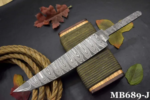 Custom 12.8"OAL Damascus Steel Blank Blade Chef Knife Handmade, (MB689-J)