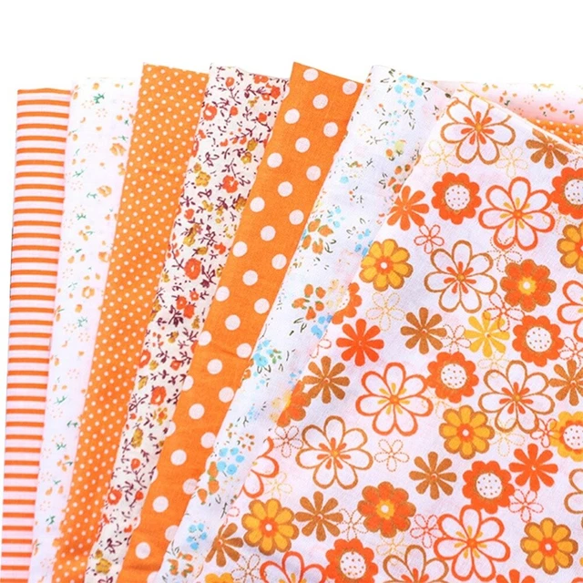 Flower Fabric Bundles Orange Cotton Fabric Squares Diy Quilt Square