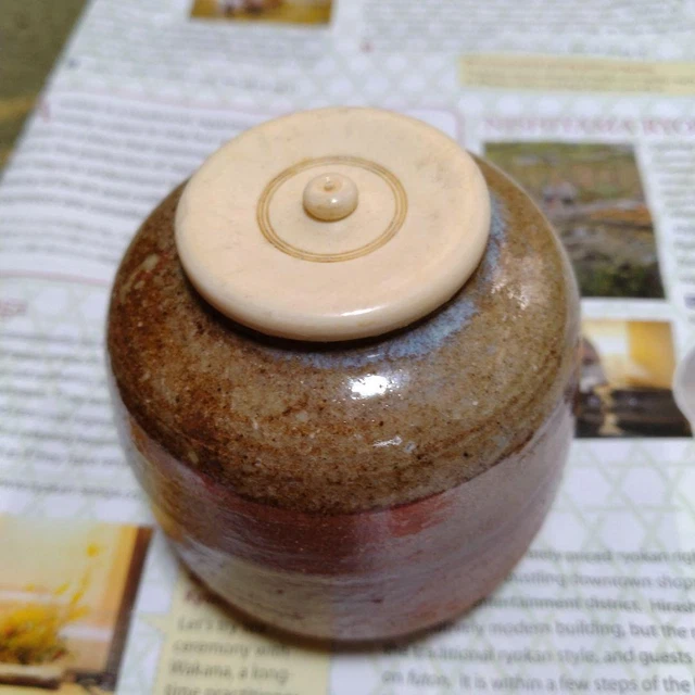 Tea Caddy Shigaraki Chaire Pottery Container Canister Japan U-0487