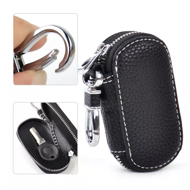 9cm PU Leather Car Auto Smart Remote Fob Key Chain Case Holder Cover Zipper Bags