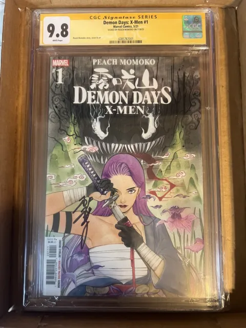 Demon Days: X-Men #1 CGC NM/M 9.8 White Pages SS Signed Peach Momoko! Marvel