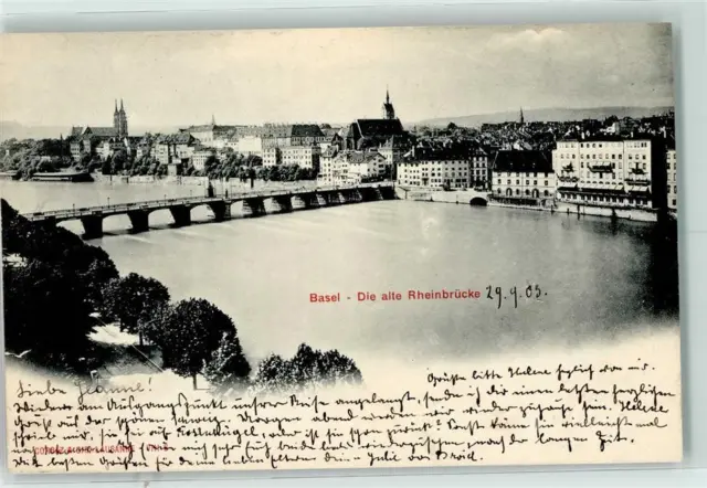 10217017 - Basel Die alte Rheinbruecke Bruecke 1903