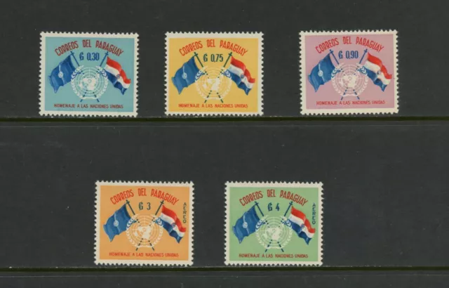 E787 Paraguay 1960 United Nations flags 5v. MNH