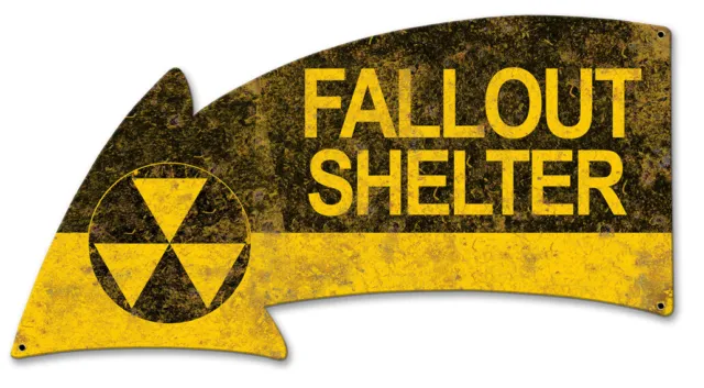 VINTAGE STYLE METAL SIGN Fallout Shelter Arrow 26x14