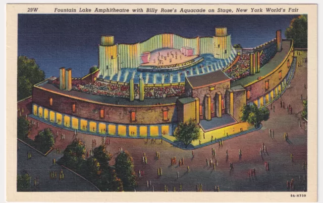 New York World's Fair Linen Advertising Postcard Billy Rose's Aquacade 1939