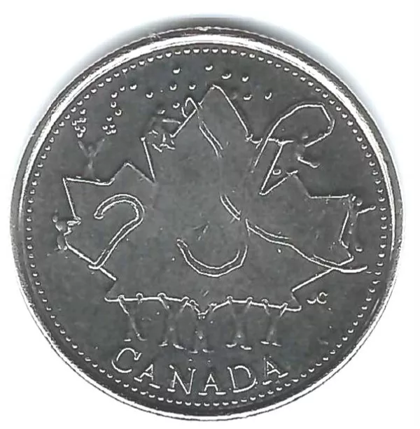 2002-P Canadian Brilliant Uncirculated Canada Day 25 Cent coin!