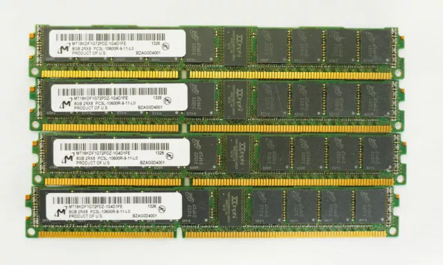 Lot of 4 Micron MT18KDF1G72PDZ-1G4D1FE 8 GB 2RX8 PC3L-10600R-9-11-L0