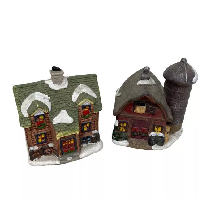 Porcelain Christmas Winter Houses Lot of 2 home decor holiday winter