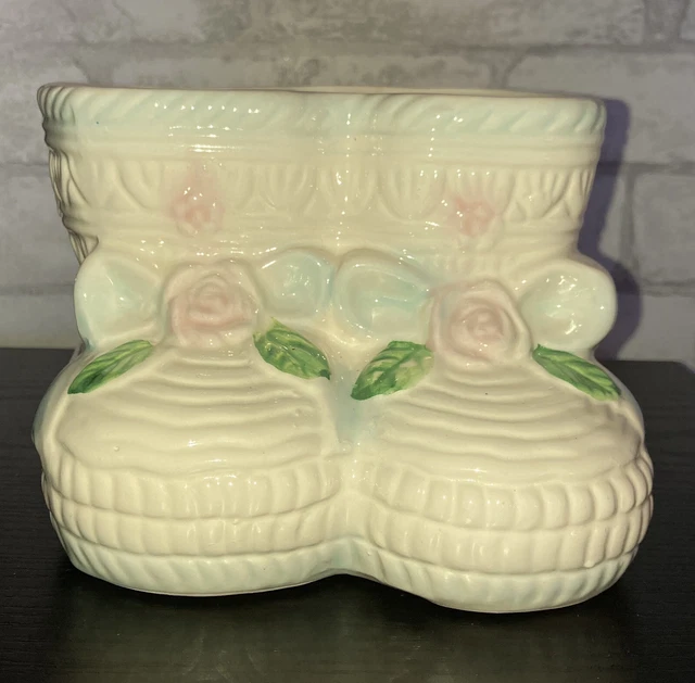 Giftwares Co. Nursery Baby Booties Ceramic Planter Plants Pink Blue Room Decor