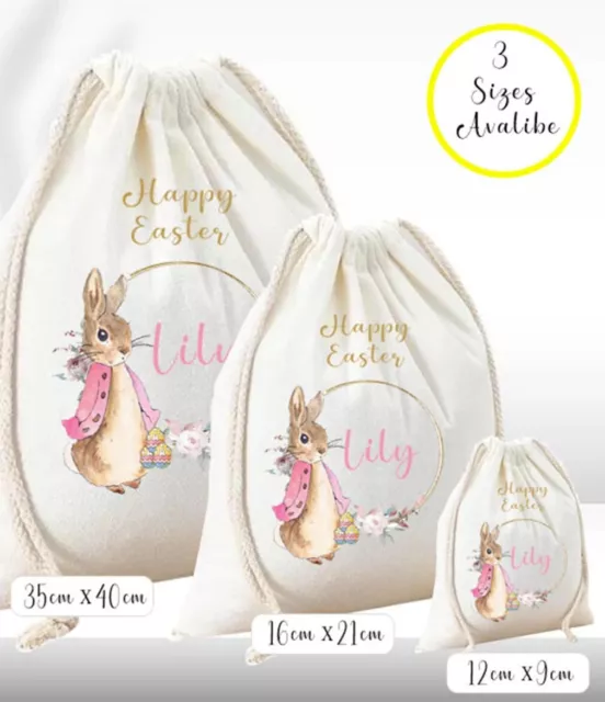 Personalised Kids Easter bunny and egg hunt gift bag, Custom First Easter Gift, 2