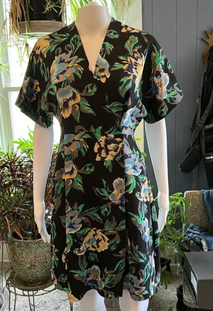 Diane Von Furstenberg Retro 60s Style Floral Dress Womens 4