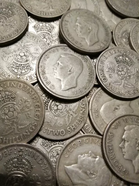 1 Oz Pre 1947 Silver Coins - Two Shillings Florins - Bulk - Joblot - Not Scrap 