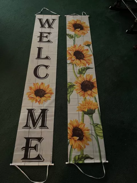 Welcome Sunflower Banner 2 pieces, Nylon fabric, size of each piece 6 ft x 12 in