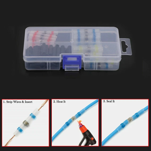 100PCS 5 Types Mix Solder Seal terminaux Thermorétractables Butt Connectors A