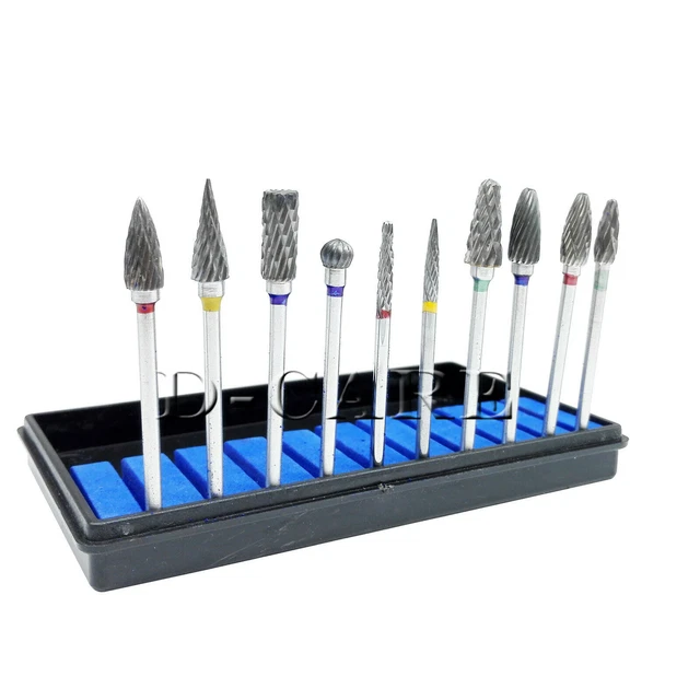 10Pcs/Set Dental Lab Handpieces Polishing Drill Carbide Burs Bur 2.35MM DC
