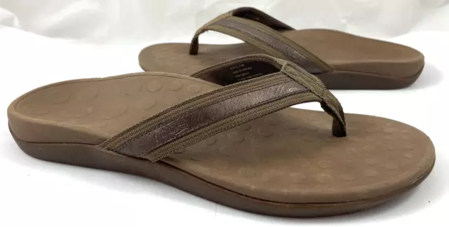 Vionic Women's Size 10 Tide Toe Post Thong Slide Leather Fabric Sandals Reg $75