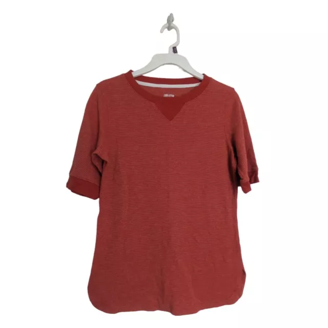 Duluth Trading Co. Women's Short Sleeve Baseball Tee Shirt Red Orange Size Small