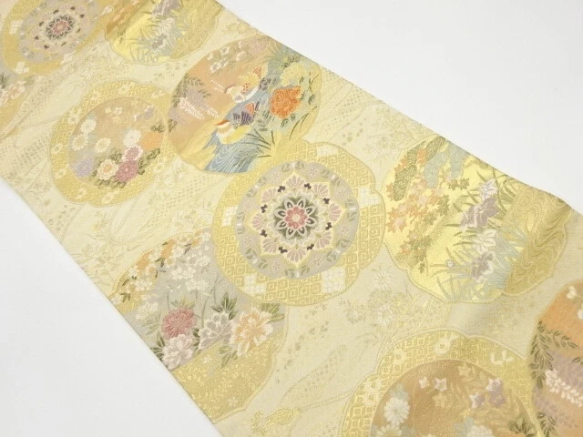 6123730: Japanese Kimono / Vintage Fukuro Obi / Woven Mandarin Ducks