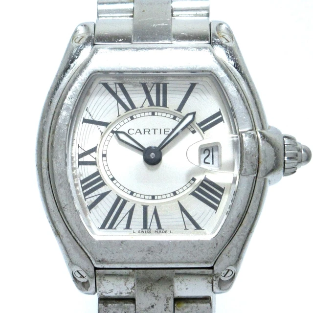 Auth Cartier Roadster SM W62016V3 Silver 226015BB Women's Wrist Watch
