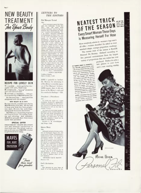 Print Ad Realsilk Personal Fit Nylon Stocking 1937 Half-Page Magazine 5"'x12"