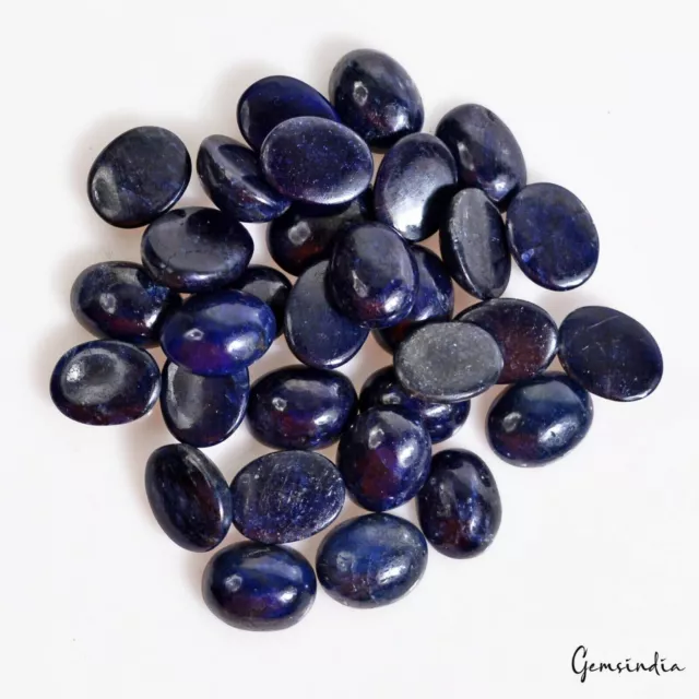 31 Pcs/10mm-11mm Natural Blue Sapphire Oval Cabochon Ring Size Loose Gemstones