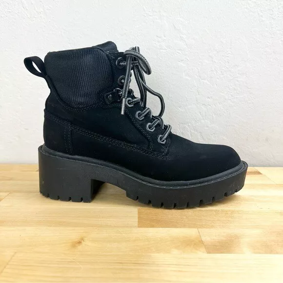 Kendall + Kylie Weston Black Faux Leather Combat Boots Women's Size 5