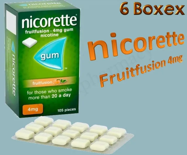 Nicorette Fruitfusion 4mg Gomme Paquet De 105 IN 6 Paquet Expire 02/2026