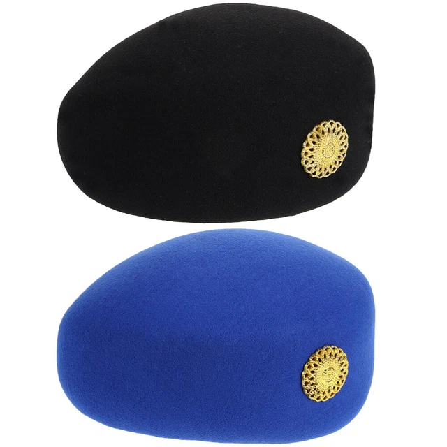 2 Pcs Stewardess Cap Hat Stewardess Hat Airplane Decor Cosplay Costume Uniform 2