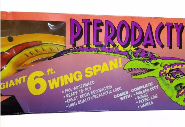 1993 Spectra Star Wild Wings 6ft Pterodactyl 3-D Dinosaur Kite New
