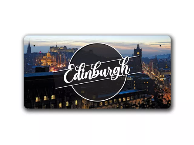 Edinburgh Night Landscape - Scotland - Metal Sign