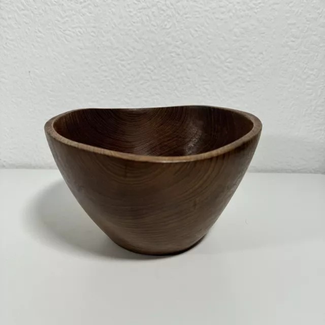 Vintage Wooden Salad Bowl Teak Wave Rim Mid Century