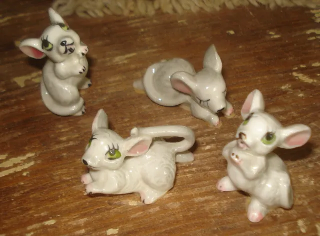 Lot of 4 Vtg Bone China Mice Miniature Mouse Figurines Hagen Renaker? Sleeping