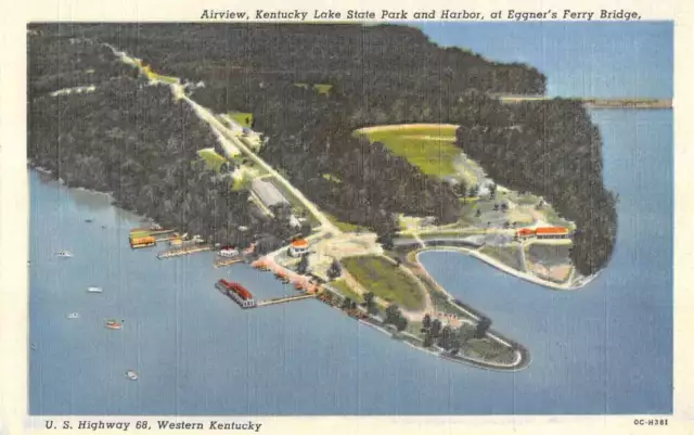 Kentucky Lake State Park Eggners Ferry Bridge Aerial Antique Postcard K19959