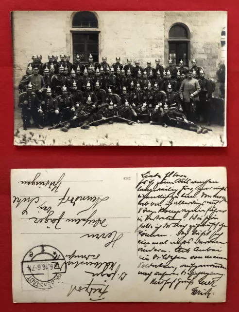 Militär Foto AK HALBERSTADT 1. WK 1916 Gruppenbild Infanterie Soldaten   ( 77928