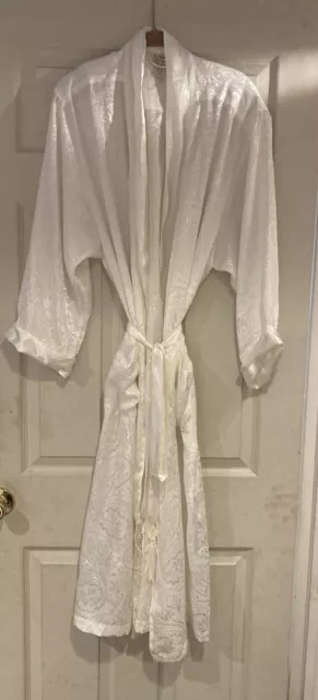 Victoria’s Secret Vintage Gold Label Ivory Silk Robe With Belt Women's Size M