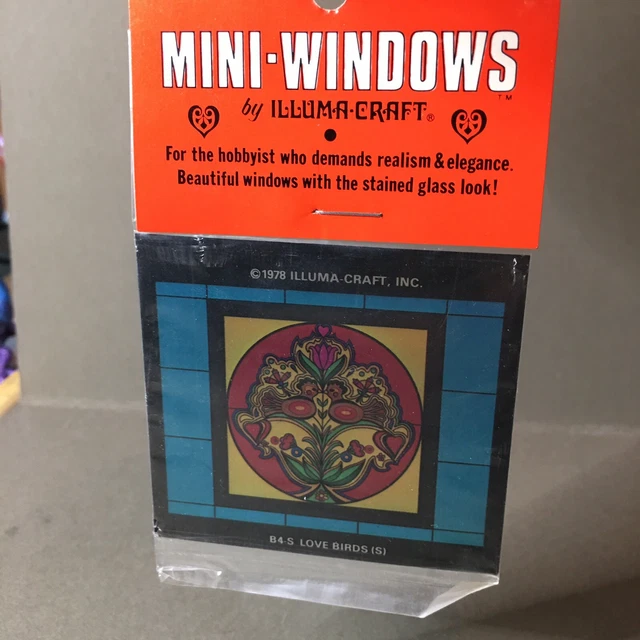 Vintage Dollhouse Stained Glass Window Insert ‘Love Birds’ by Illuma-craft